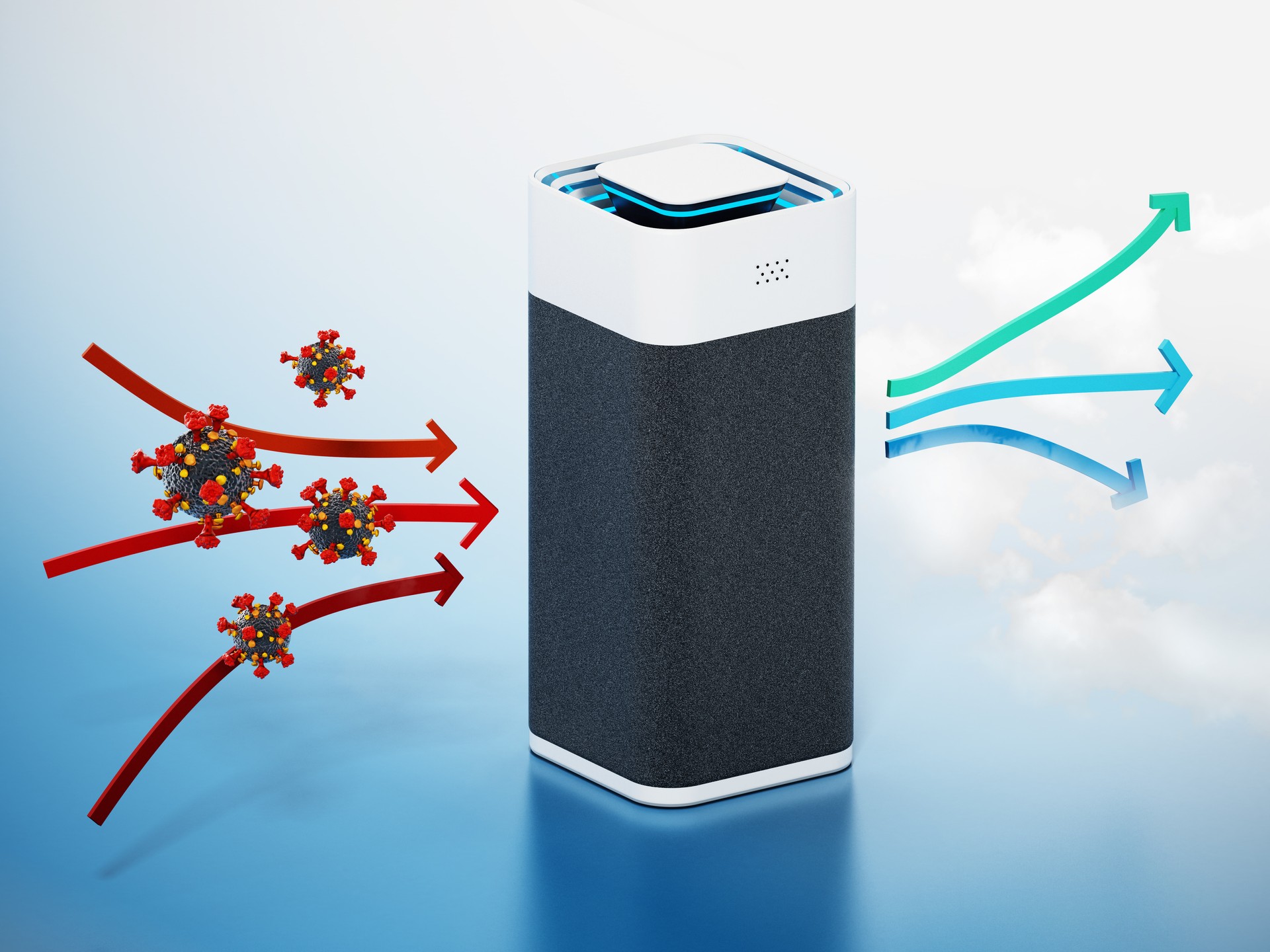 Air purifier cleaning viruses and bacteria